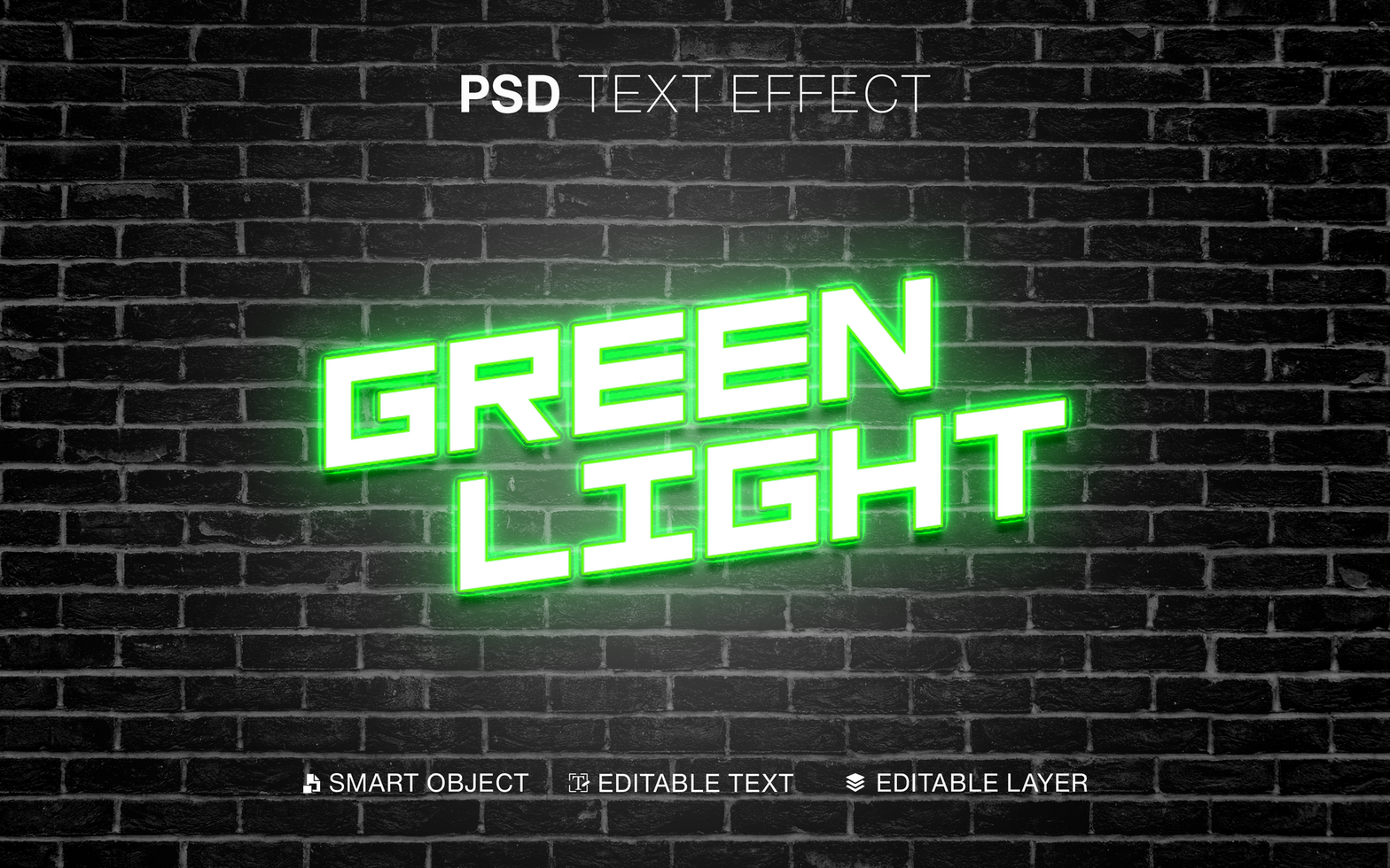 Editable Green Light Neon Text Effect psd