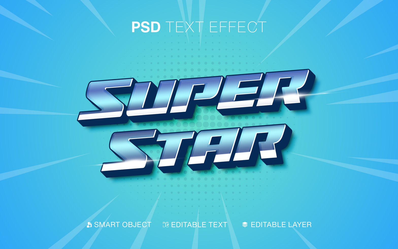 3D Super Star Text Effect psd