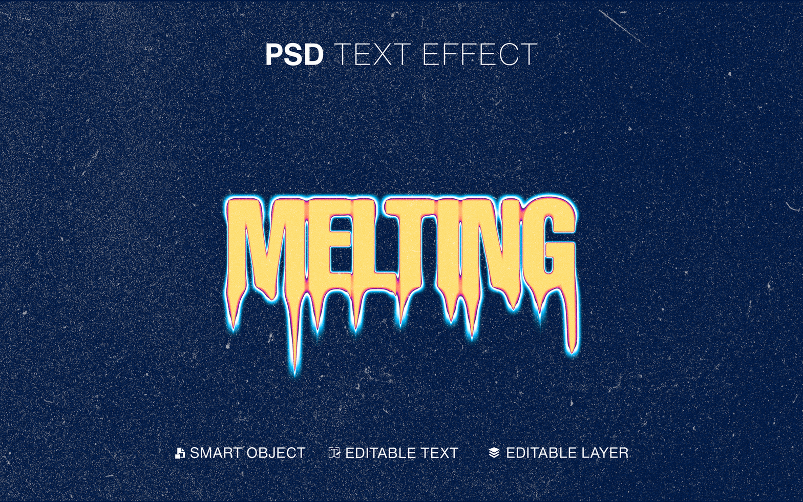 Editable melting text effect psd