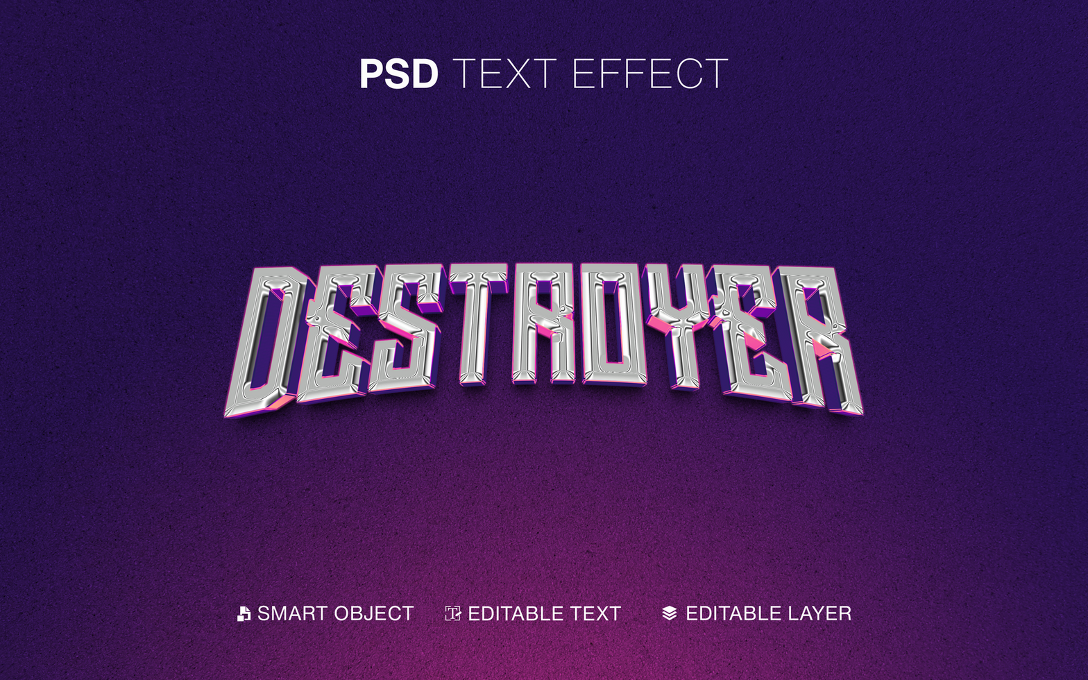 Destroyer Crome Text Effect psd