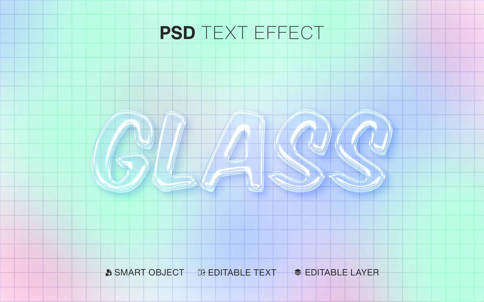 Glass Text Effect psd