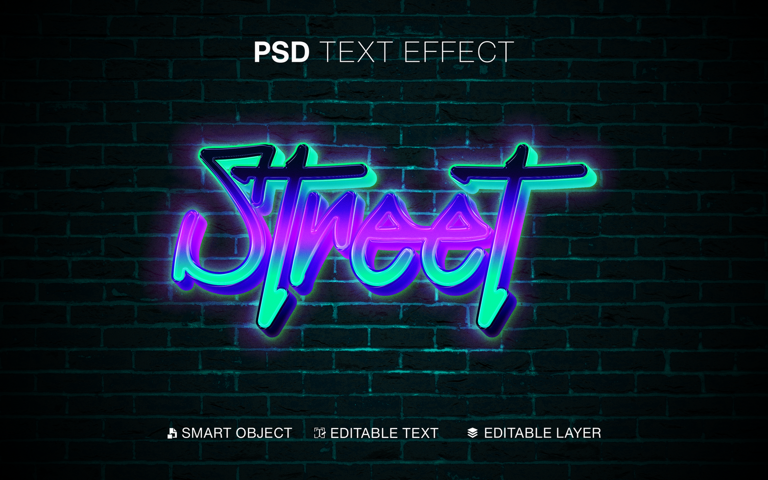 3D Street Neon Text Effect psd