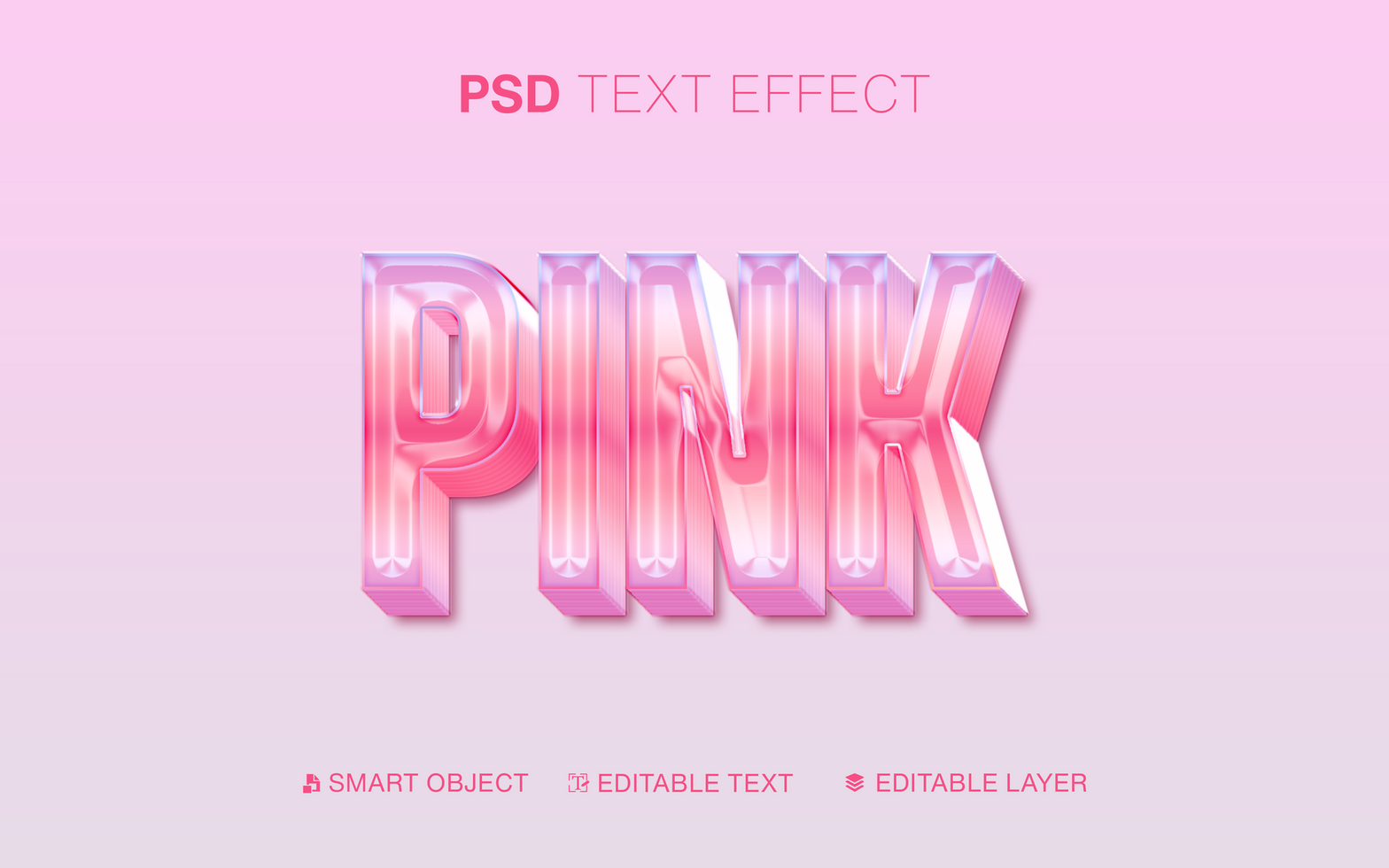 3D Editable Pink Text Effect psd