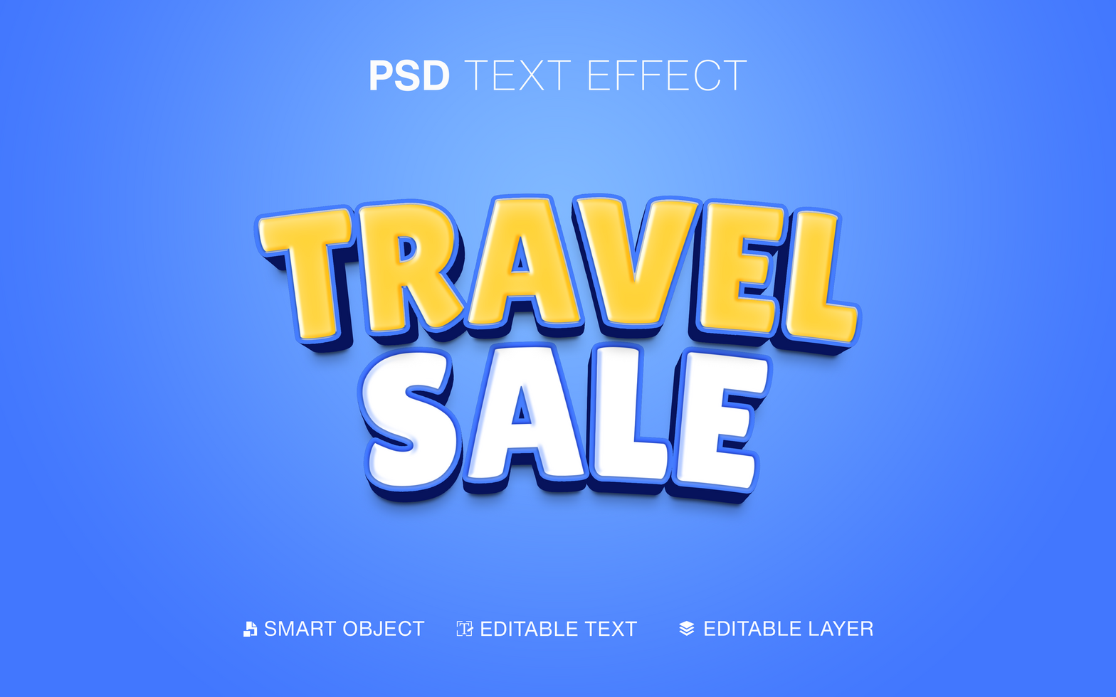 3D Editable Travel Sale Text Effect psd
