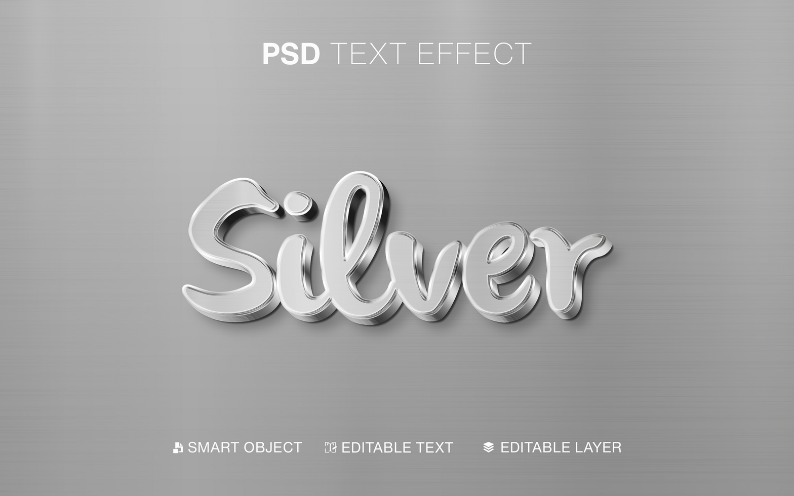3D Silver Text Effect psd
