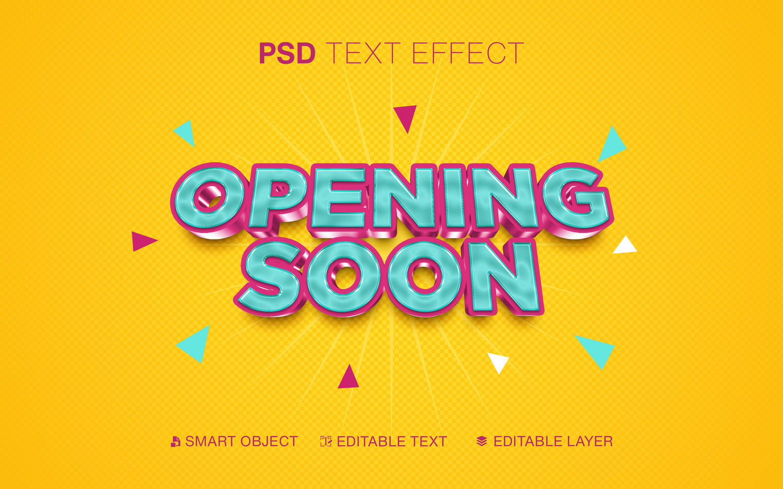 3D Opening Soon Text Effect psd