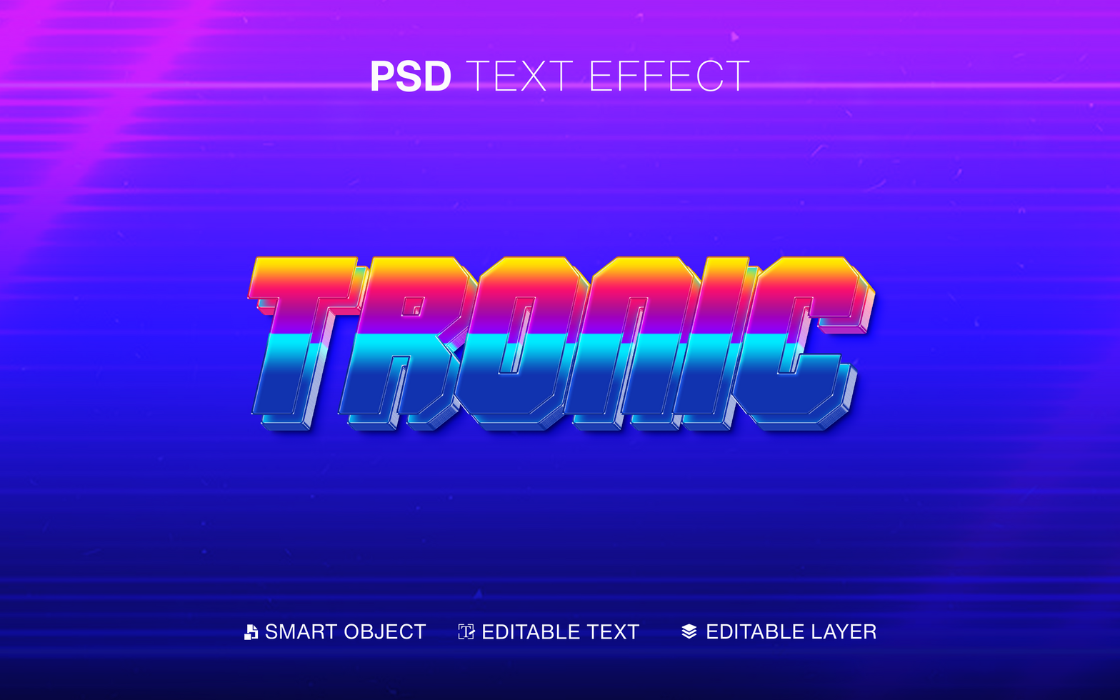 3D Cyber Tronic 80s Text Effect psd