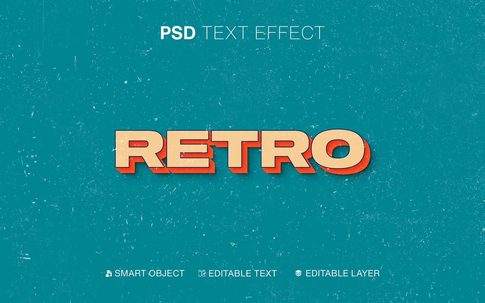 3D Editable Retro Text Effect psd