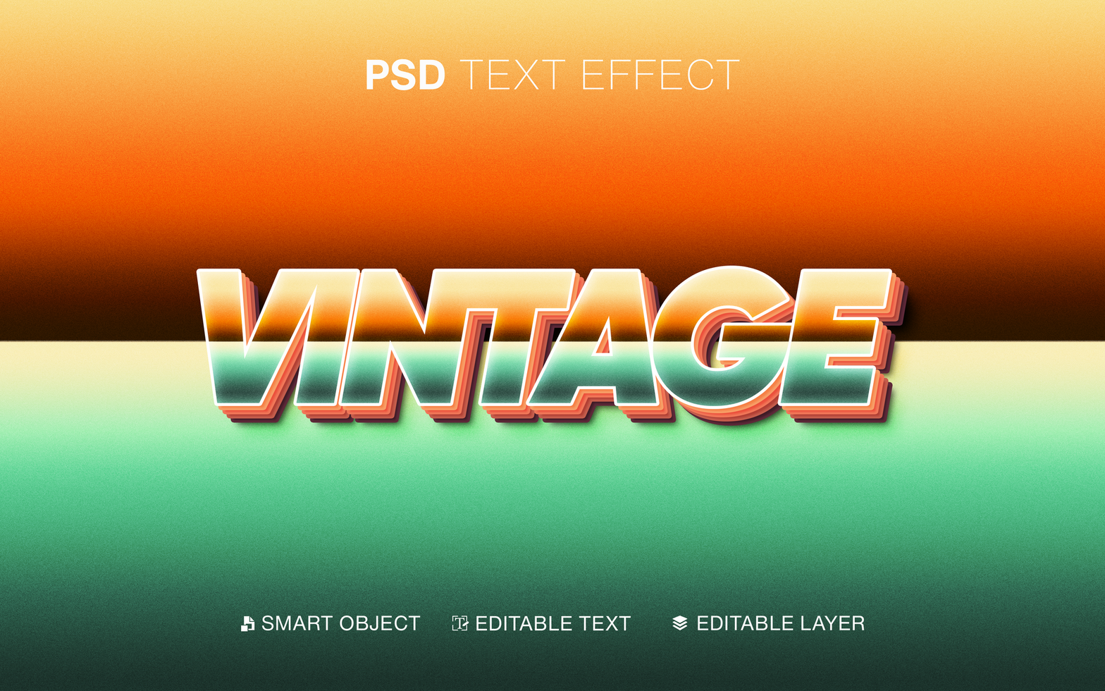 Vintage Retro Gradient Text Effect psd