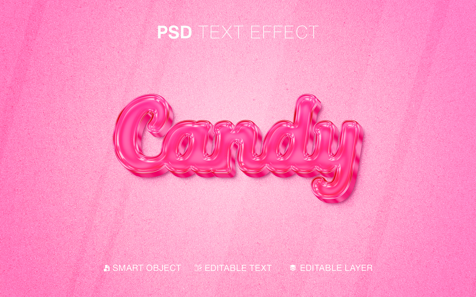 Candy 3D Pink Text Effect psd