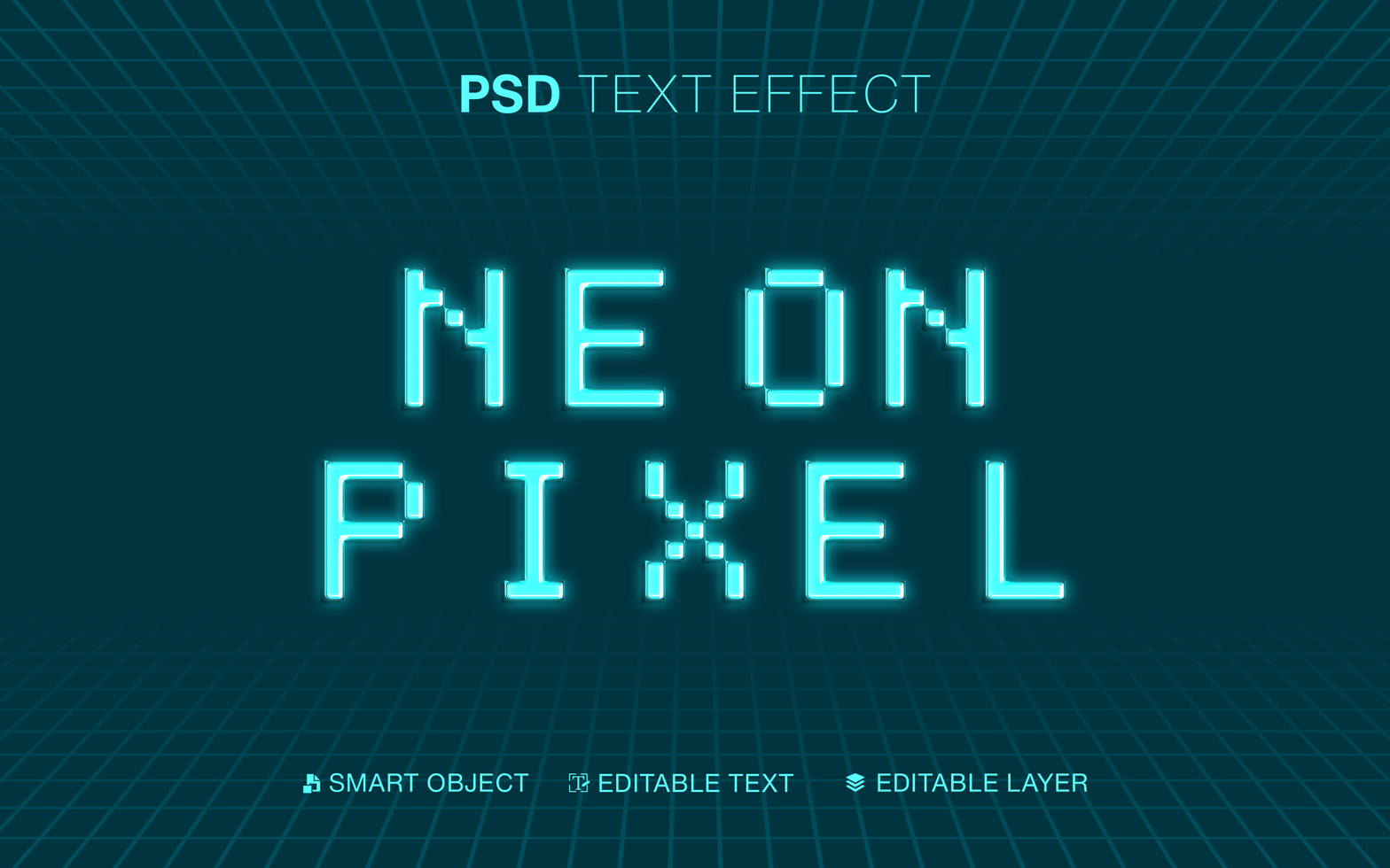 Editable Neon Pixel Text Effect psd