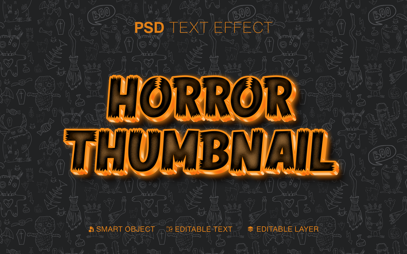 3D Editable Horror Thumbnail Text Effect psd