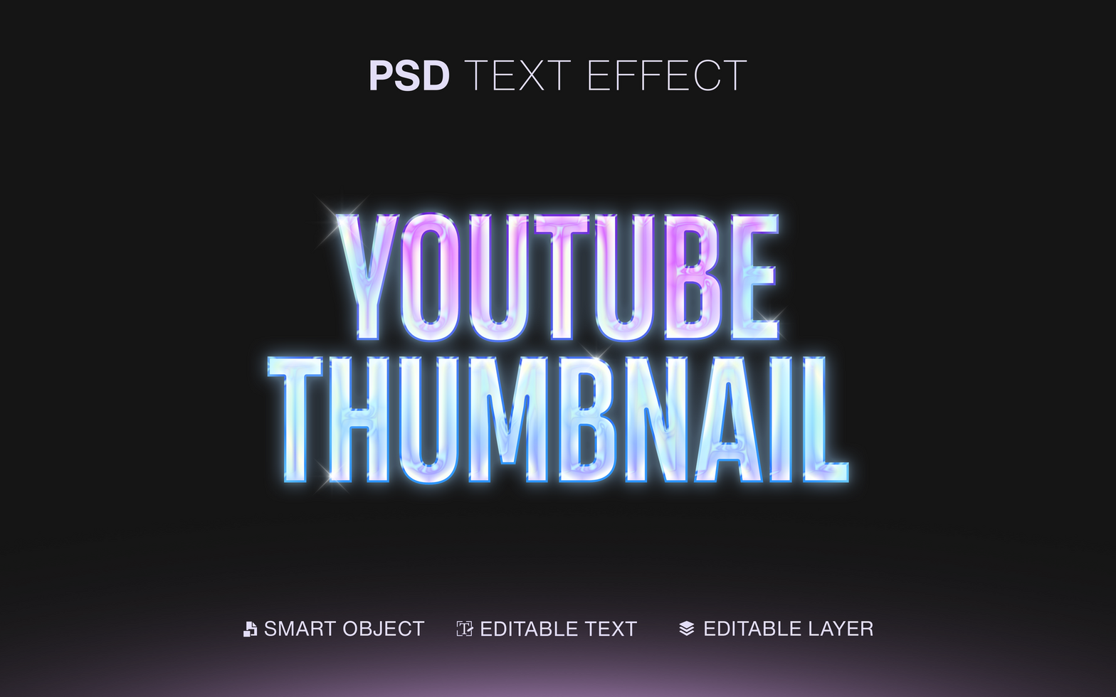 Editable Youtube Thumbnail Text Effect Holographic Color psd