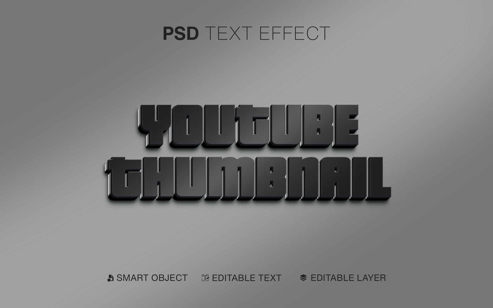 3D Editable Black Media Thumbnail Text Effect psd