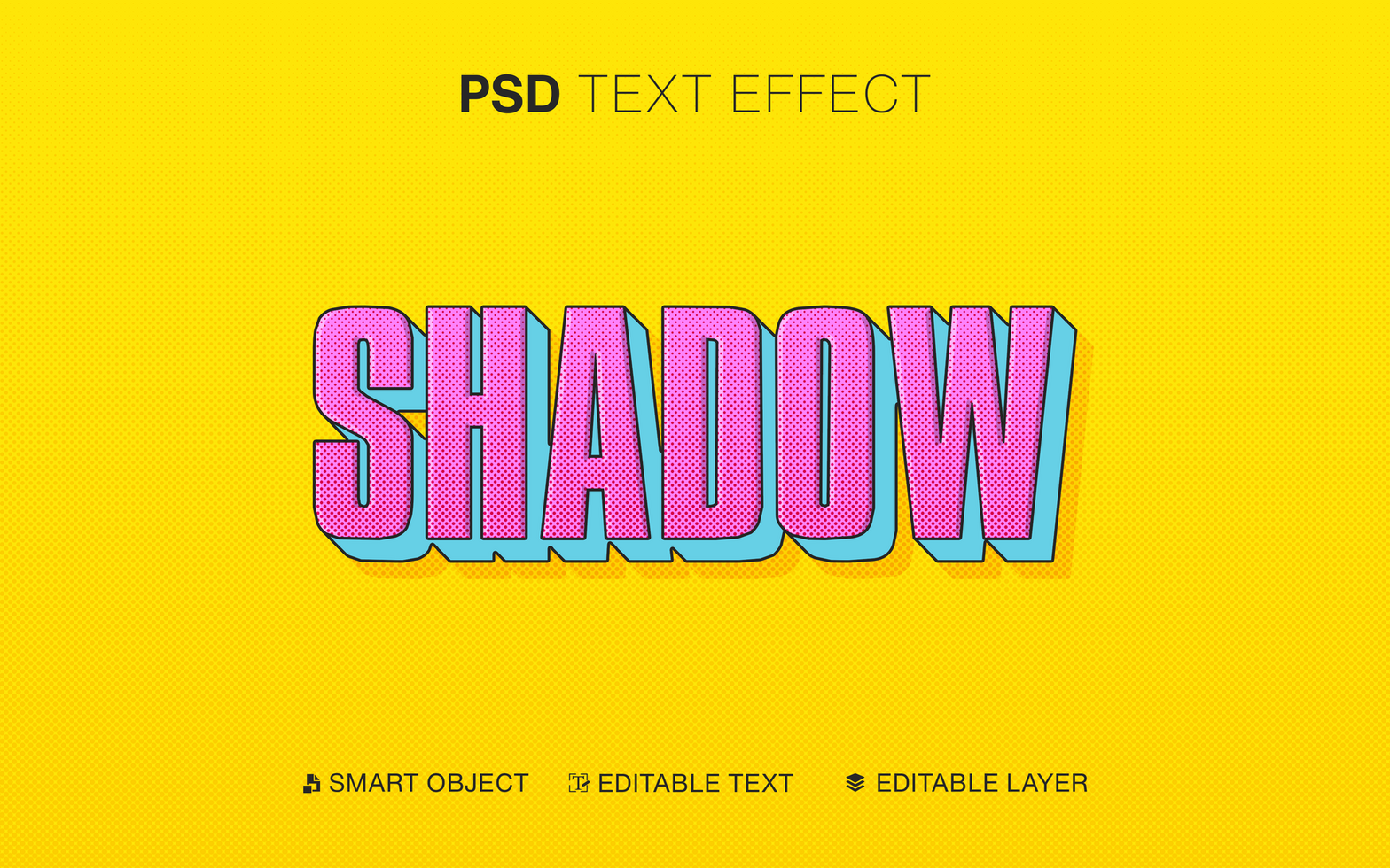 3D Editable Shadow Text Effect in Pop Style psd