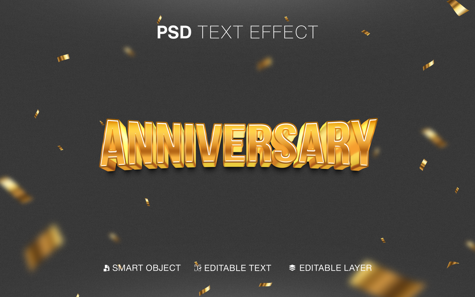 3D Editable Gradient Gold Anniversary psd