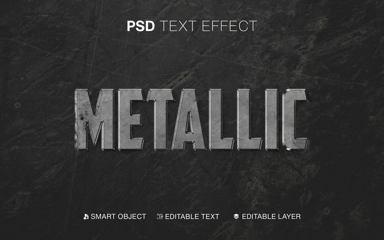 Editable Realistic Metallic Text Effect psd
