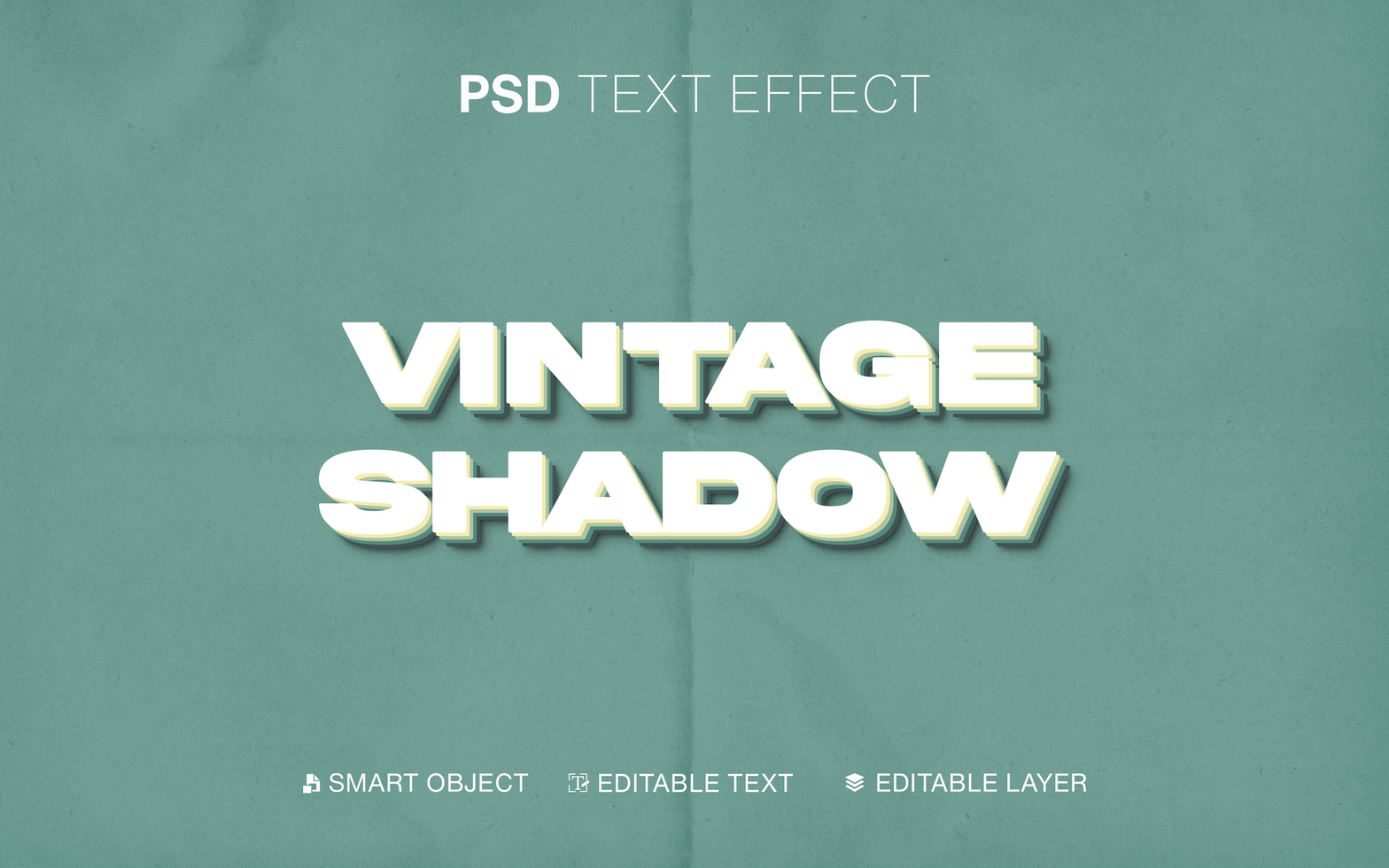 3D Editable Vintage Shadow Text Effect With Background psd