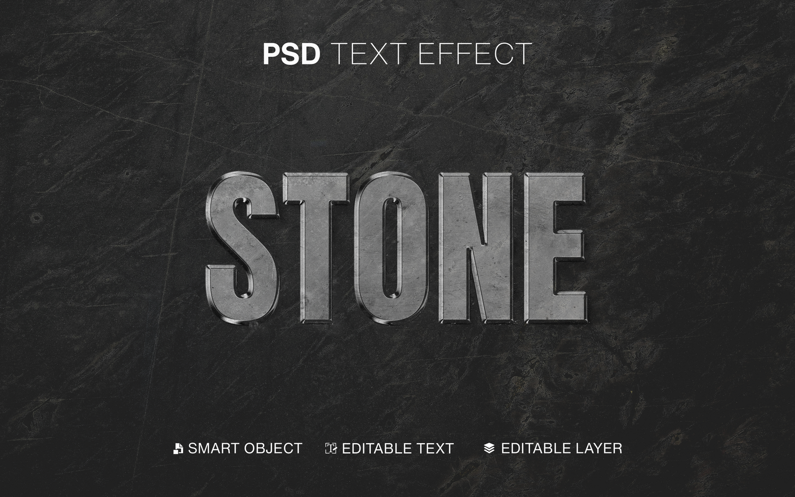 3D Editable Realistic Stone Text Effect psd