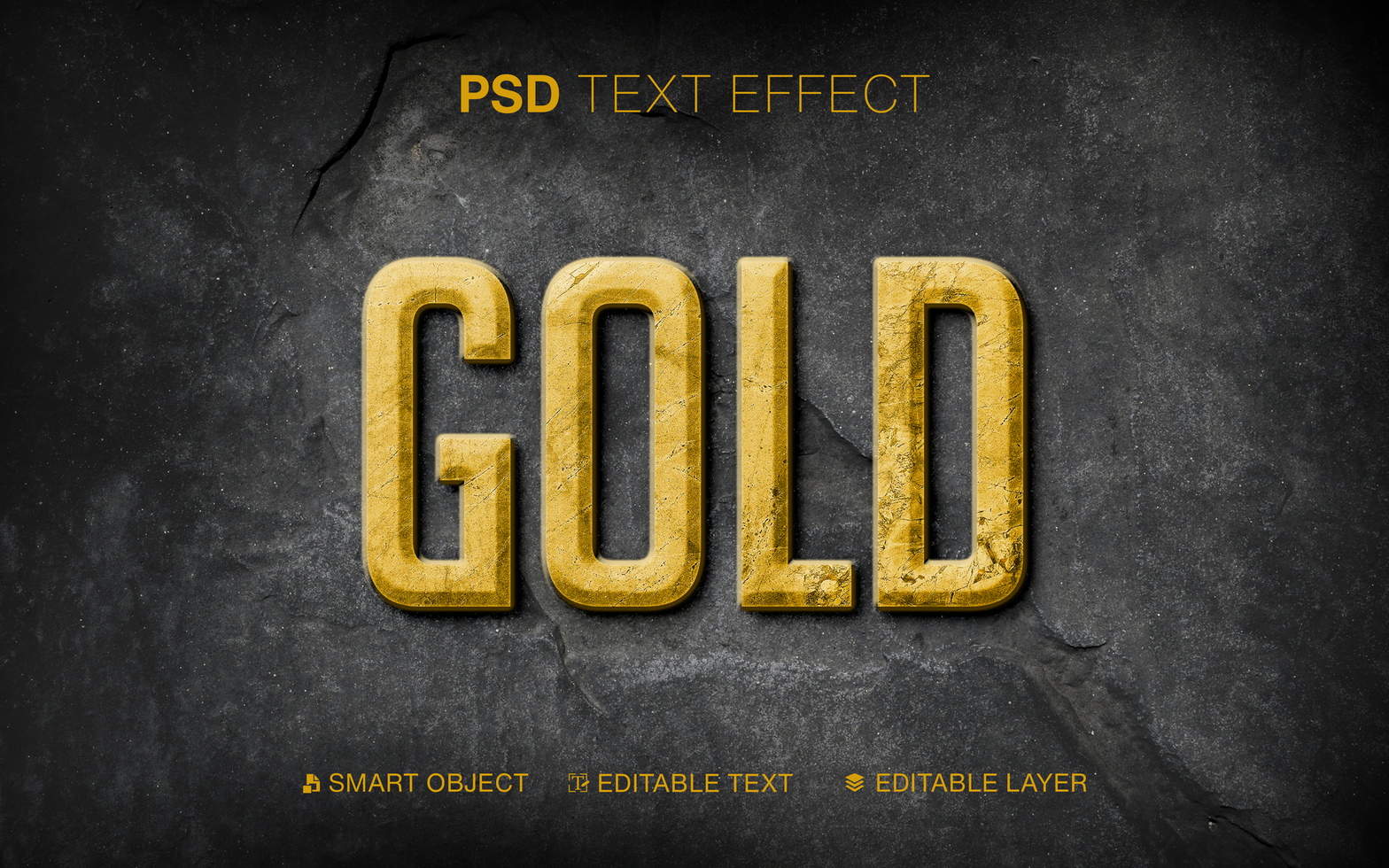 3D Editable Stone Gold Text Effect psd