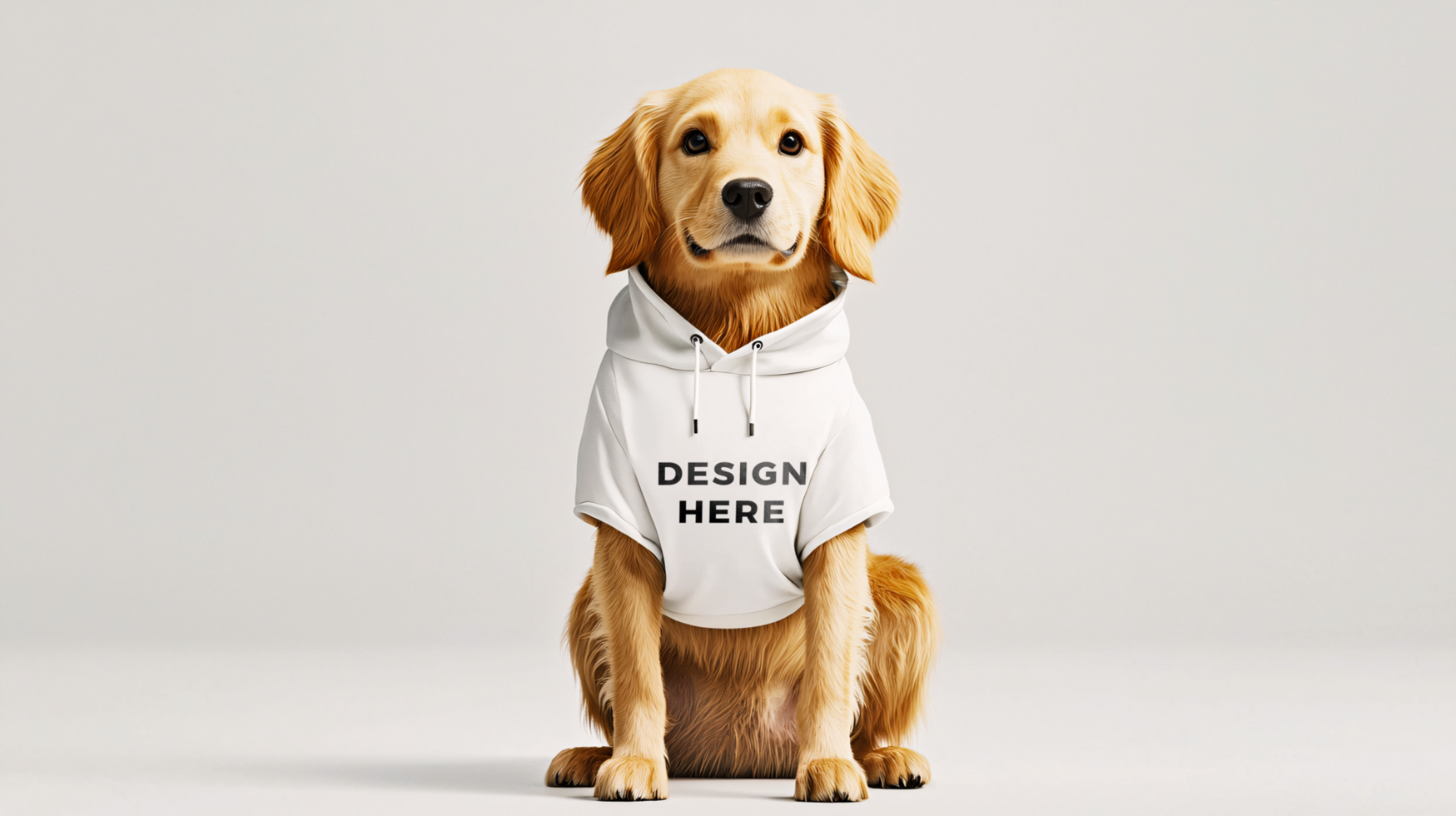 Golden retriever wearing dog hoodie mockup isolated on white background psd