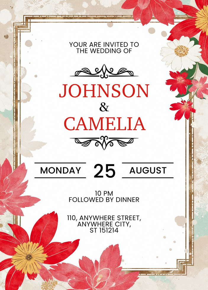 Elegant Floral Wedding or Engagement Invitation Template Free Download psd