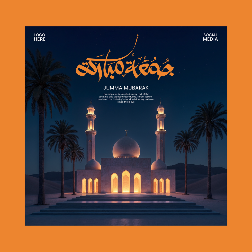 Stylish Friday Prayer Template, Islamic Jumma Mubarak Social Media Post Free Download psd