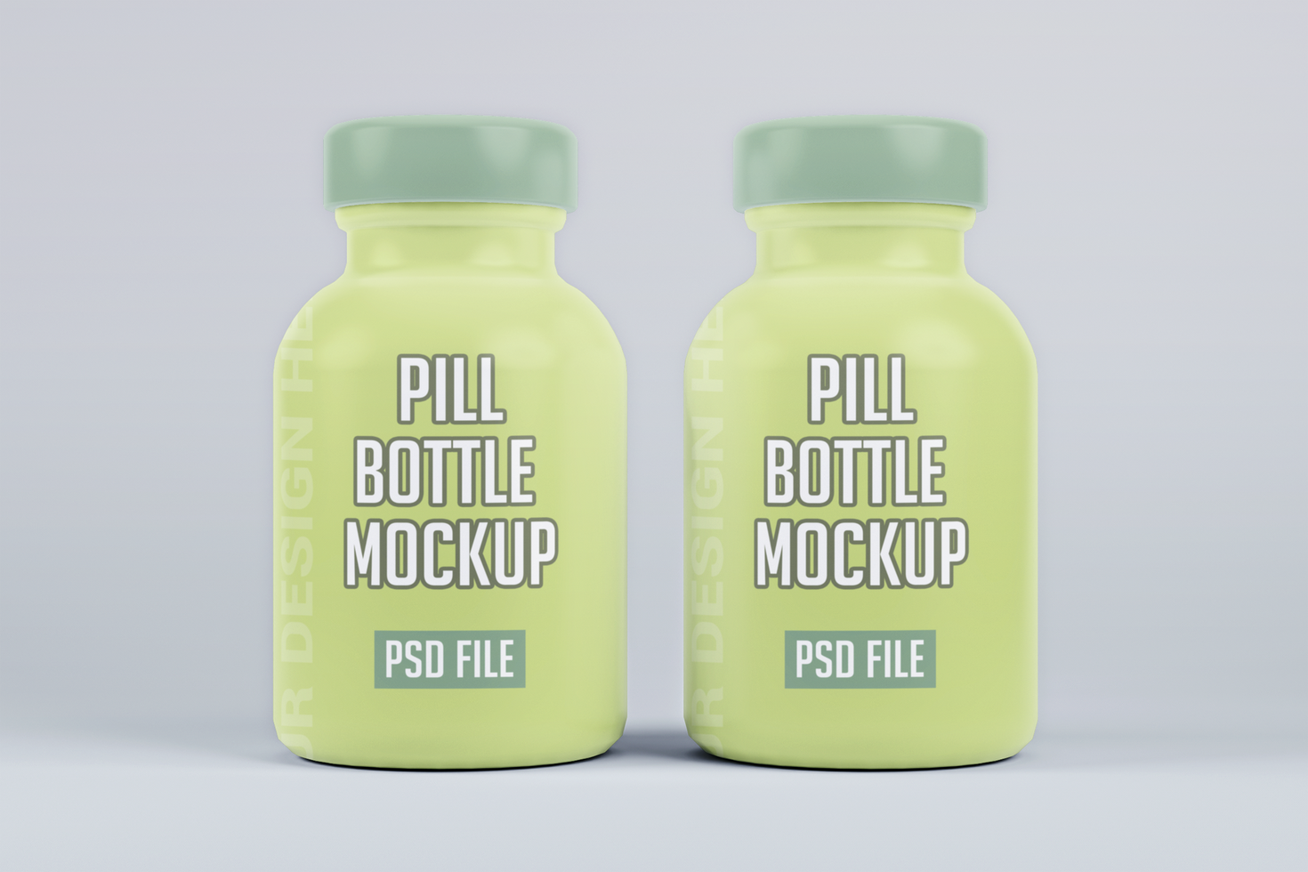 Medicine plastic bottle mockup, two bottles of pills on a white background psd