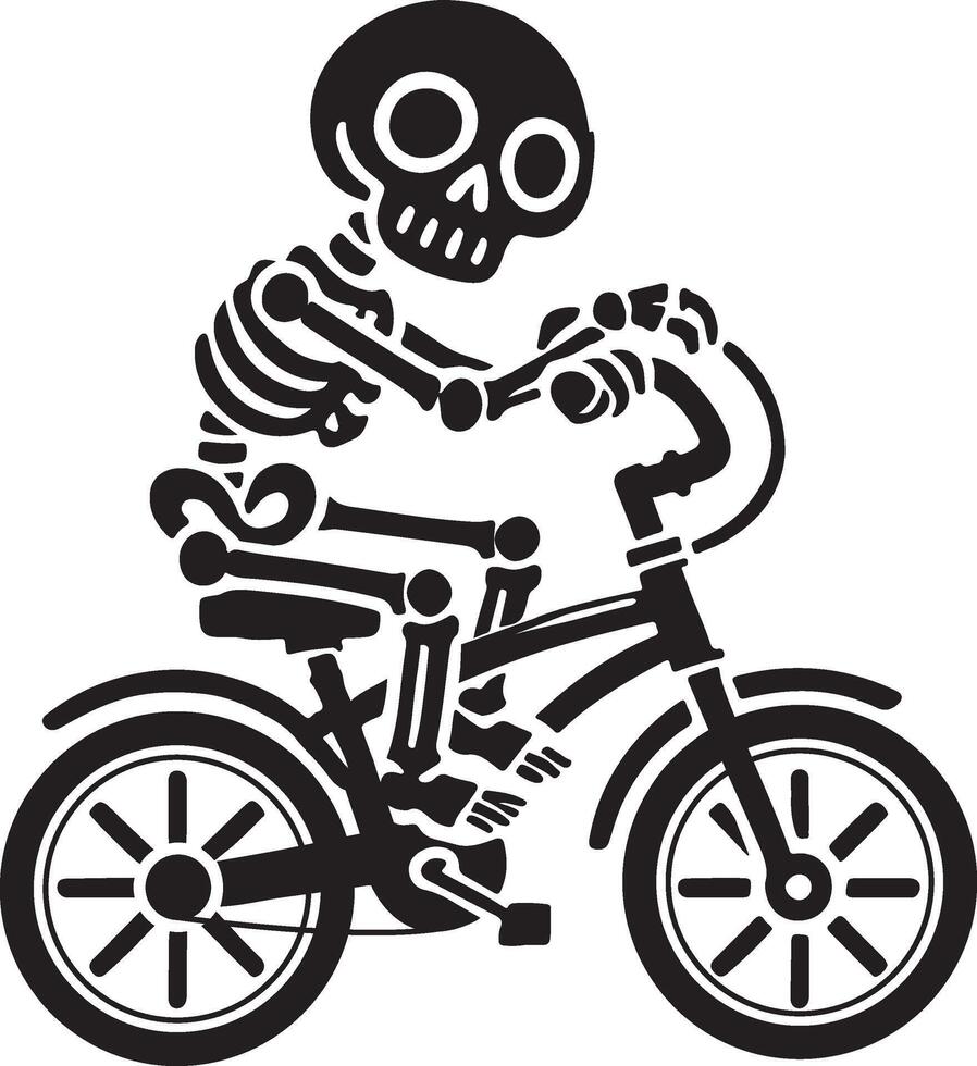 skeleton riding a bicycle illustration vector
