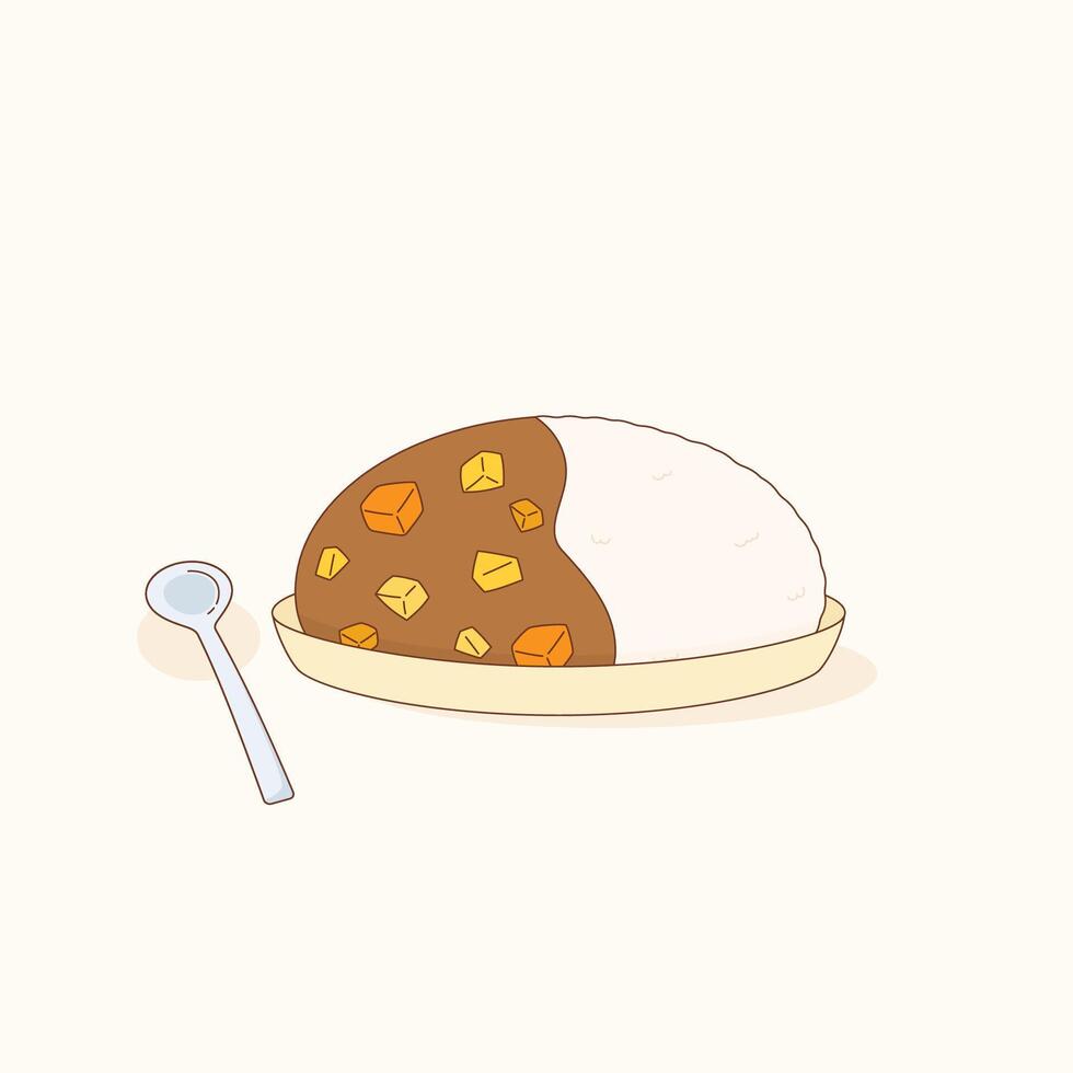 plain japanese curry rice vector