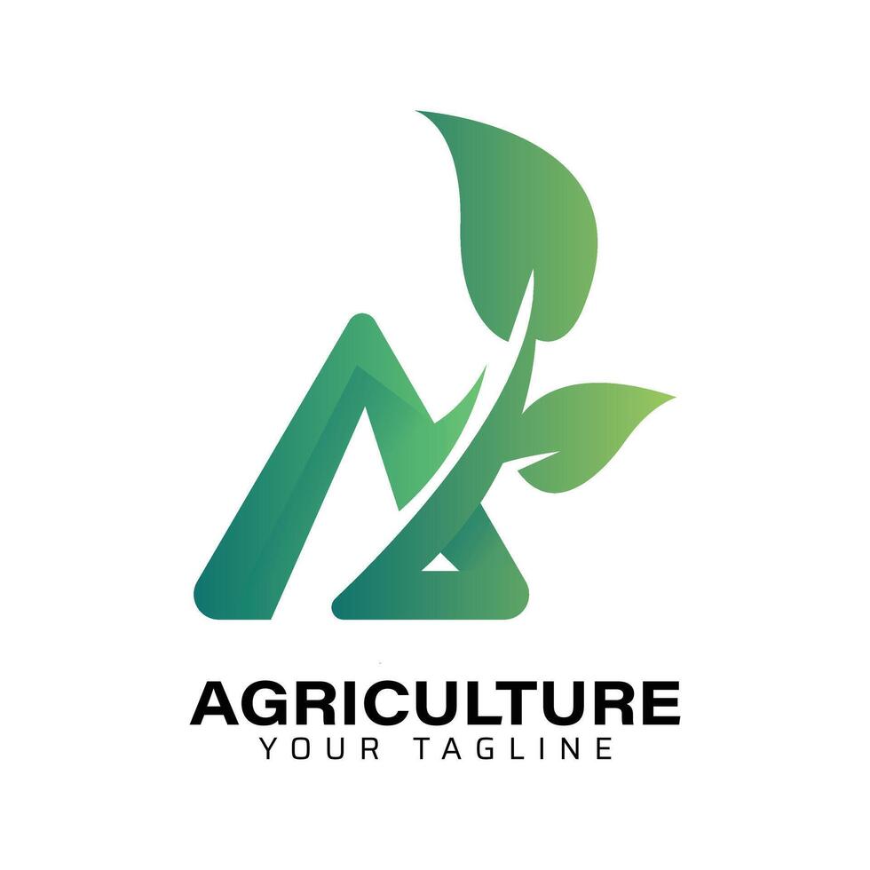 A Agriculture leaf green tree logo vector