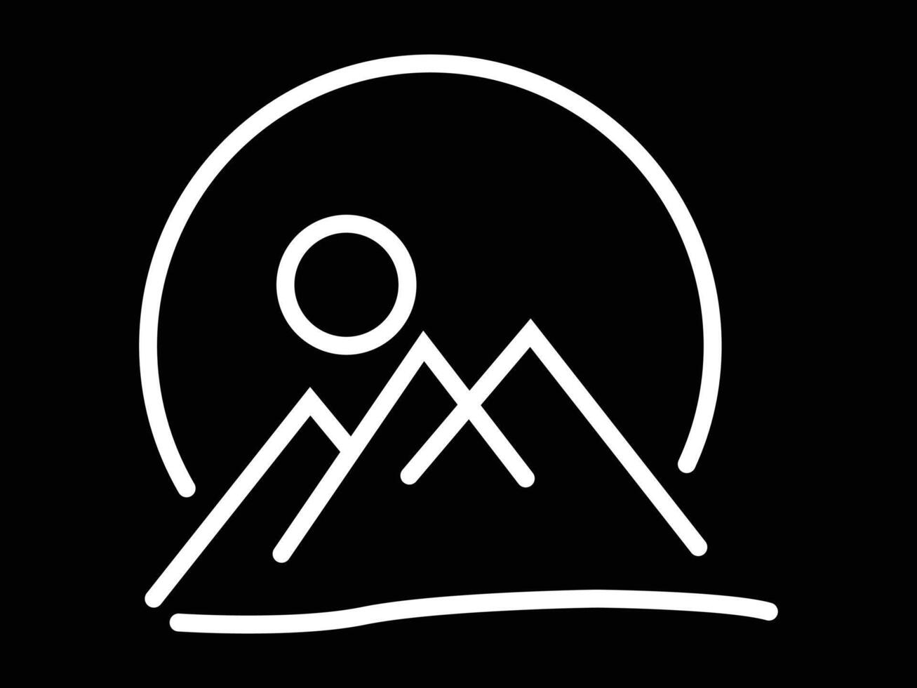 mount sunset lineart logo vector