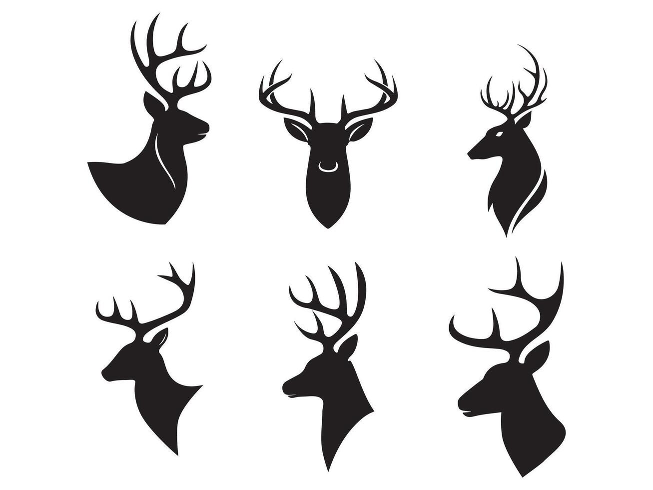 Deer silhouette icon set free vector