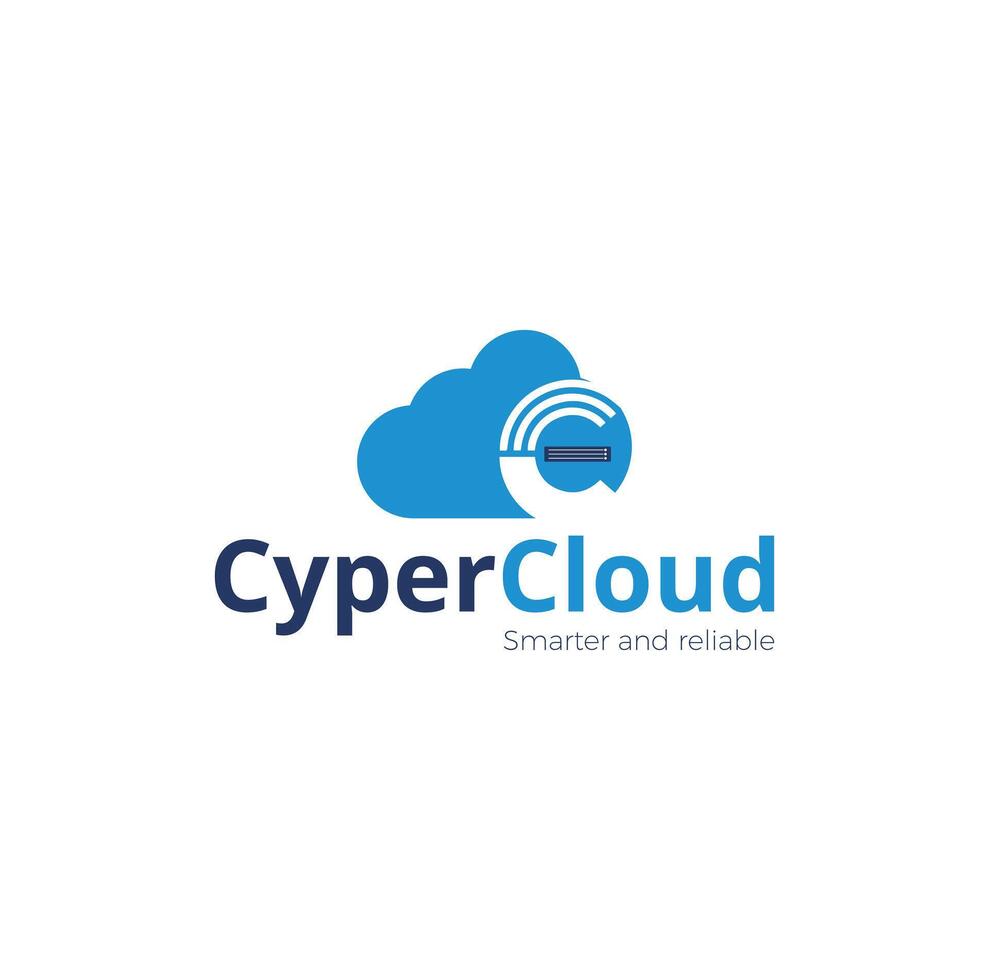 Modern cloud logo word mark symbol storage database server logo design. vector