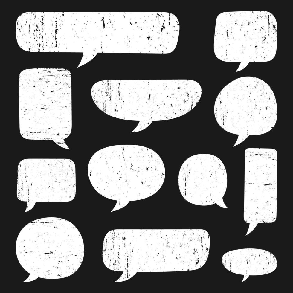 Grunge speech bubble distressed quote box collection vector