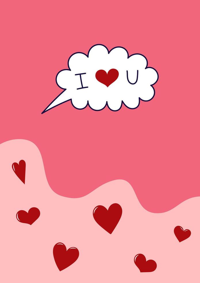 Valentine's Day simple card with the inscription I love you. Simple cute greeting card. illustration. vector