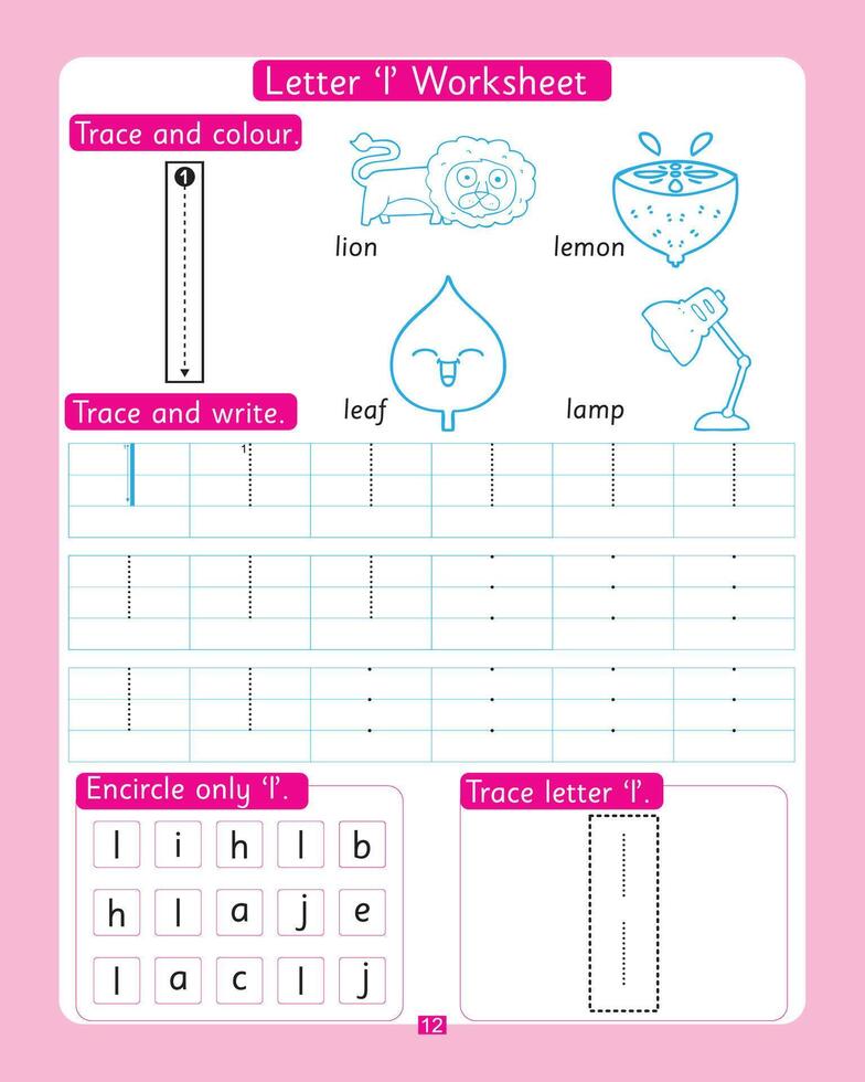Letter l Worksheet vector