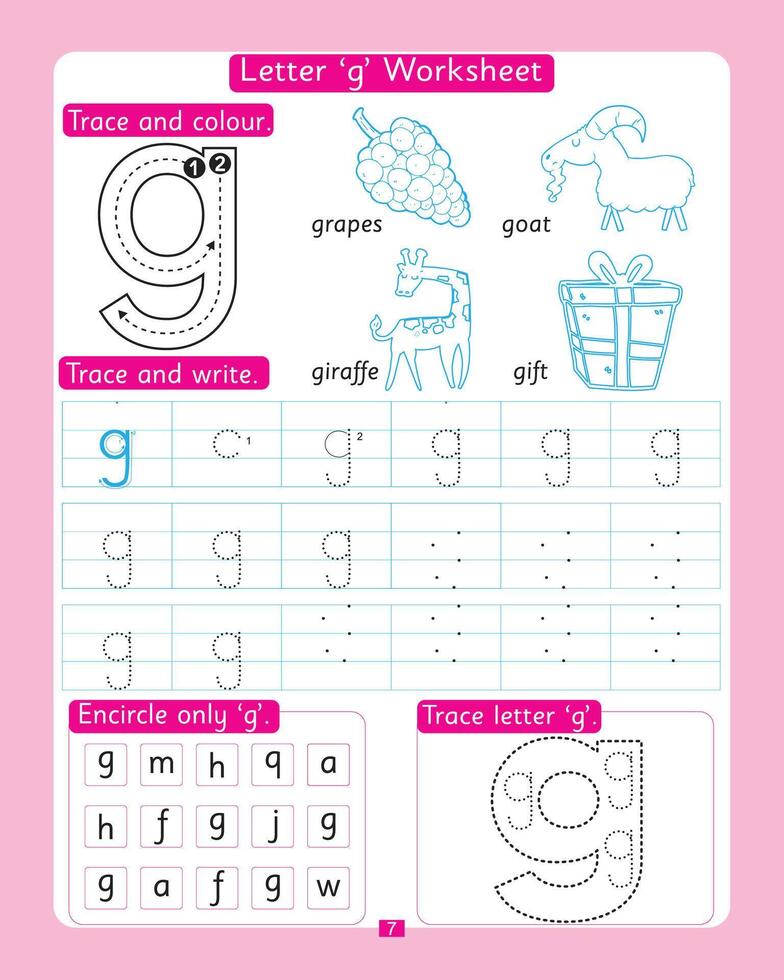 Letter g Worksheet vector