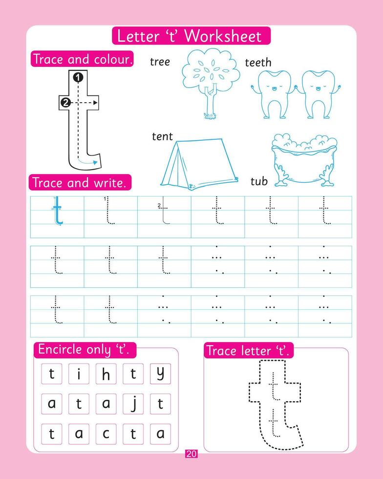 Letter t Worksheet vector