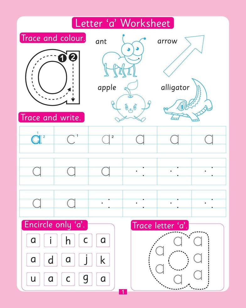 Letter a Worksheet vector