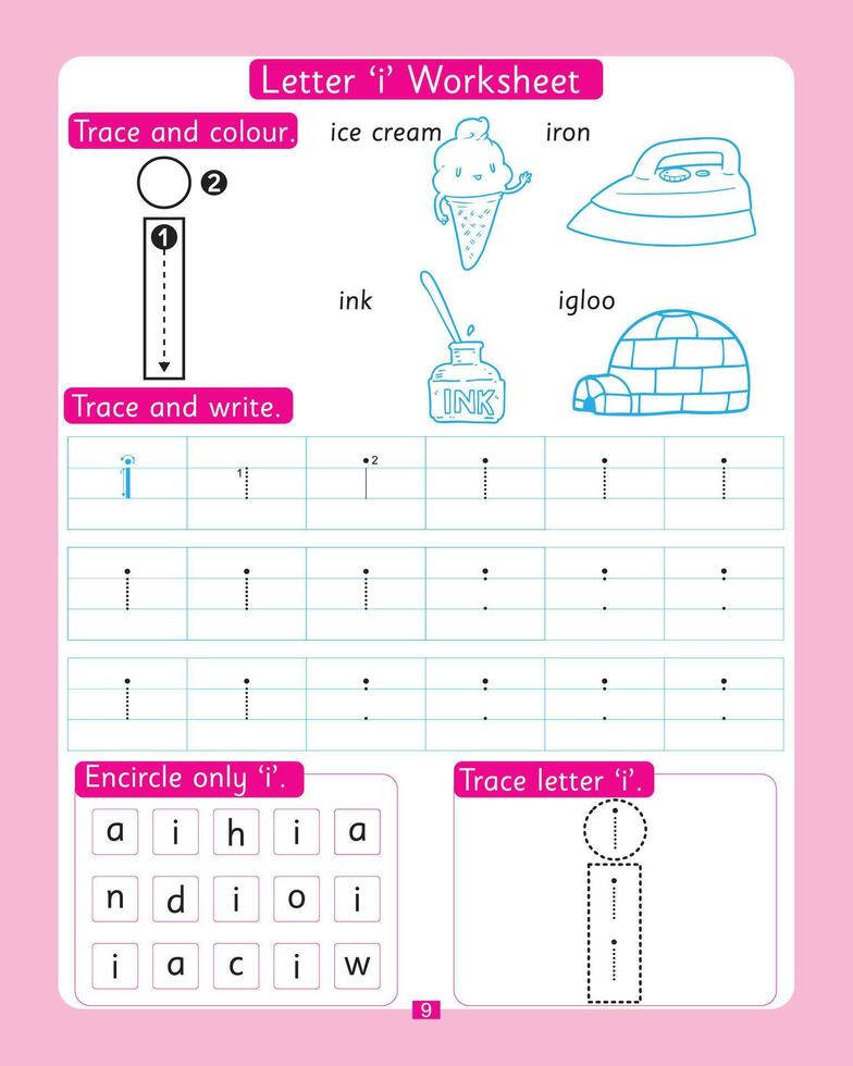 Letter i Worksheet vector