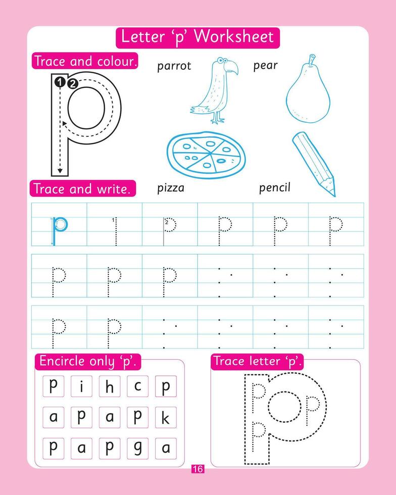 Letter p Worksheet vector