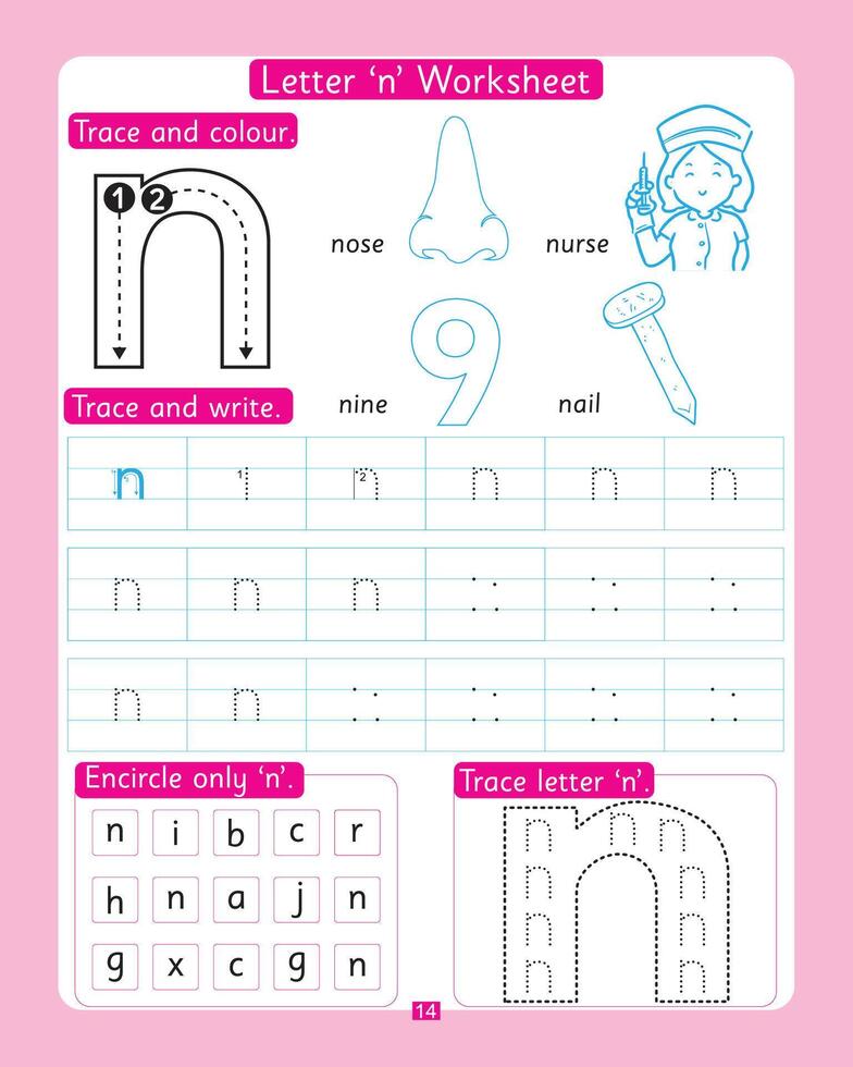 Letter n Worksheet vector