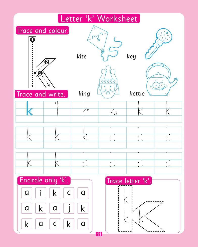 Letter k Worksheet vector