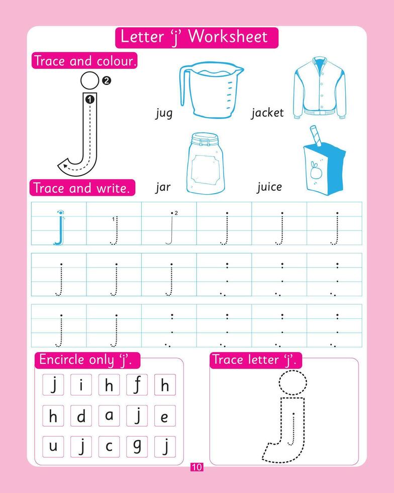 Letter j Worksheet vector