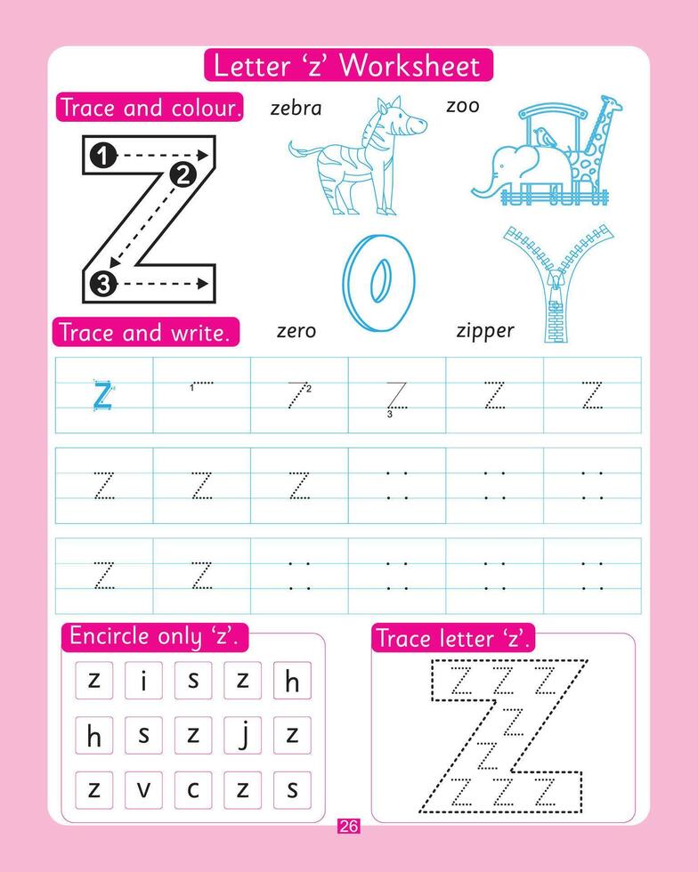 Letter z Worksheet vector