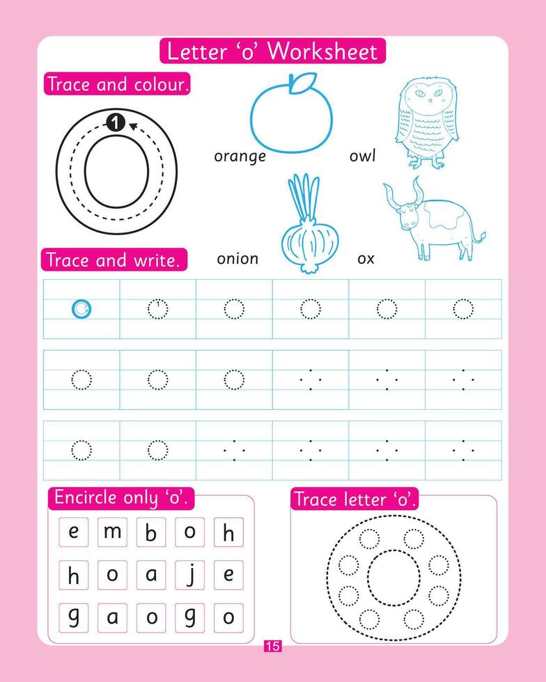 Letter o Worksheet vector