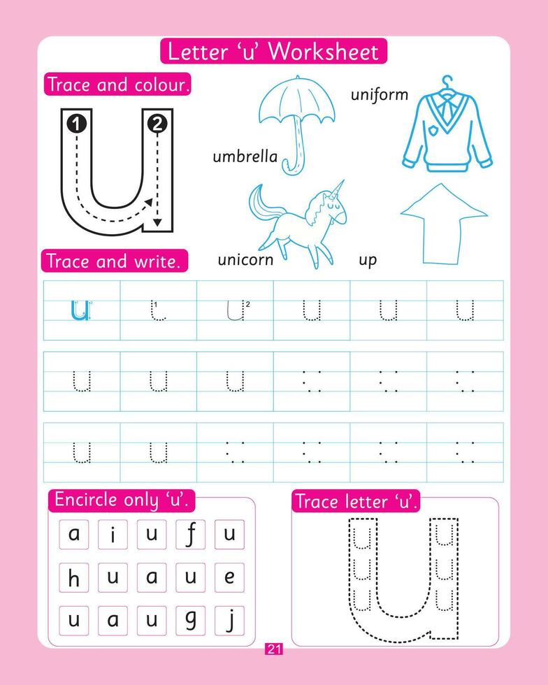 Letter u Worksheet vector