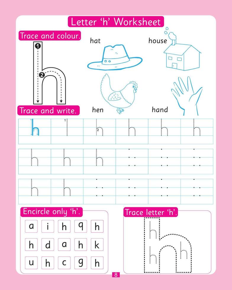 Letter h Worksheet vector