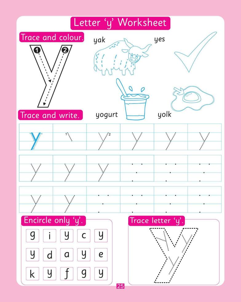 Letter y Worksheet vector